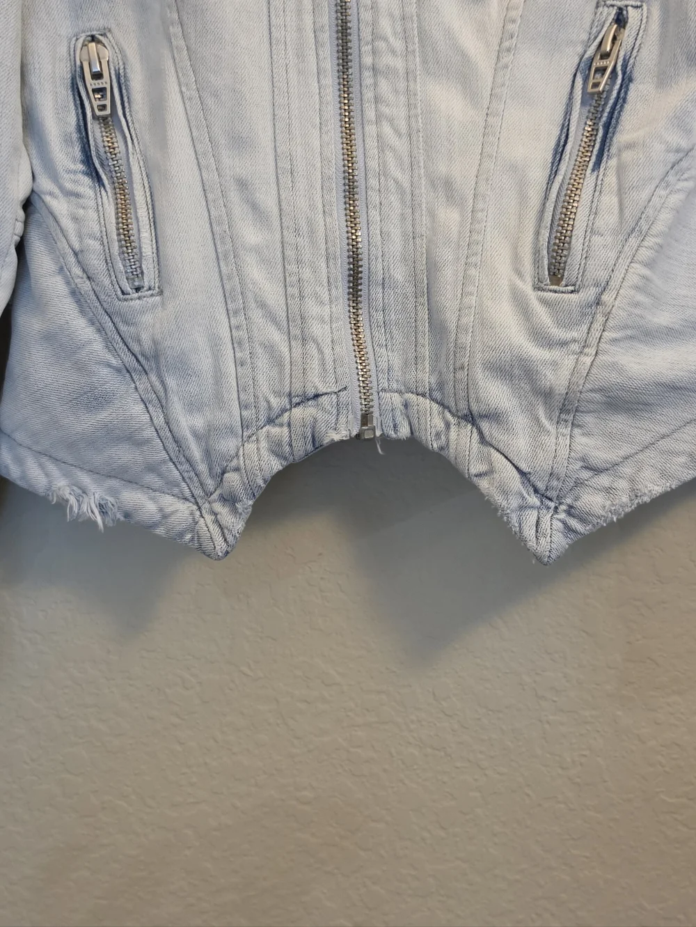 Blank NYC Denim Jean Jacket Womens‎ Small Light Wash Full Zip Distressed 90s Y2K
